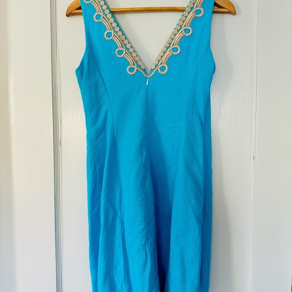 Blue and gold lilly pulitzer shift dresss - Picture 4 of 5